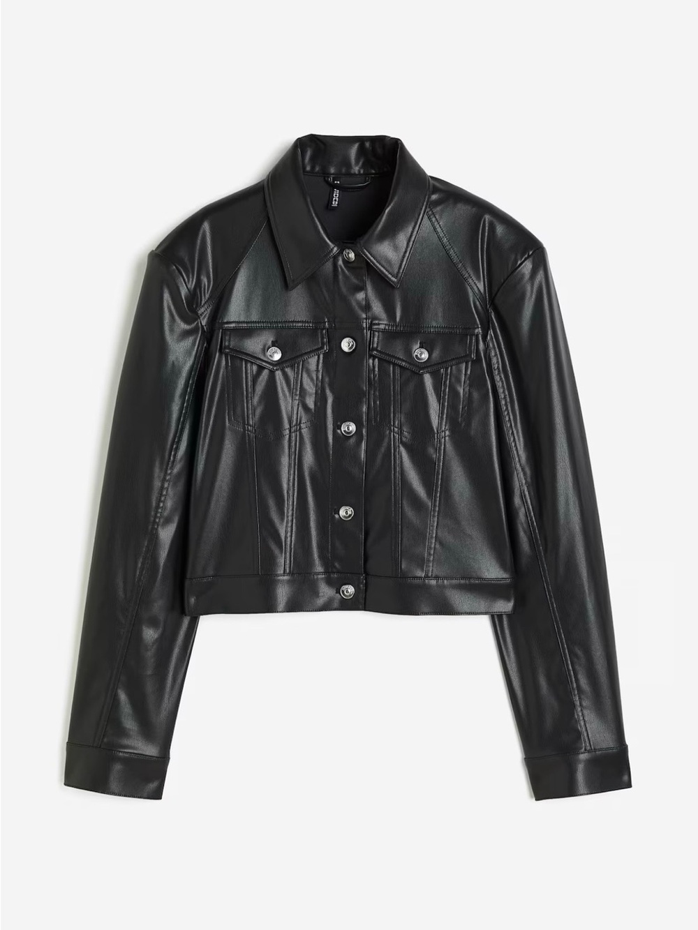 Classic H&M Divided Black Faux Leather Trucker Jacket - Women. Size S